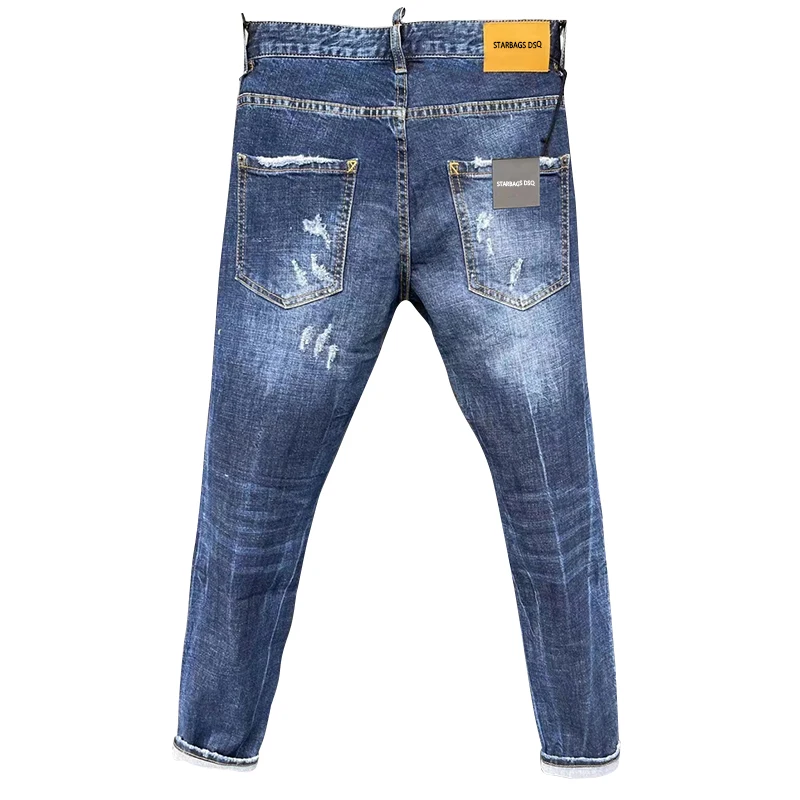 2023 new StarbagsDSq D066 Fashion versatile navy blue jeans for men with small legs trend