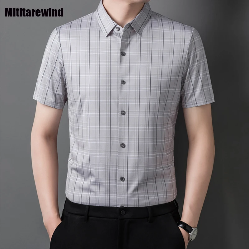 

Korean Fashion Men Shirts Brand Shirt Summer Causal New Business Shirt Male Short Sleeve Plaid Shirt Slim Shirt Luxury Clothes