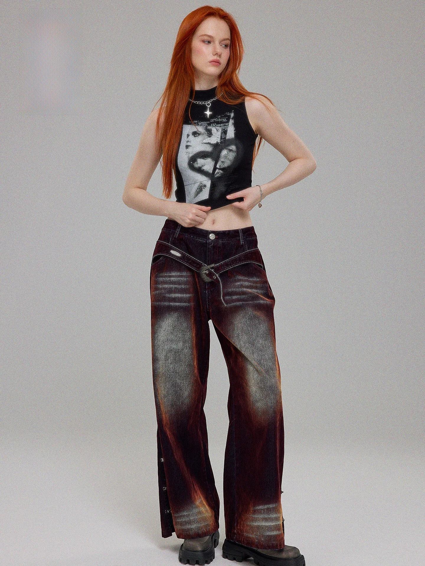 

Бархатные джинсы Dakroman с завышенной талией Thi, повседневные прямые брюки с подставкой и талией для молодых девушек, неэластичные