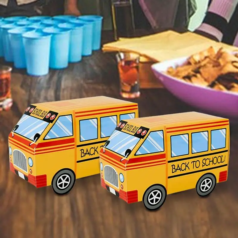

24 Pcs Boxes For Cookies Candy Boxes Snack Box School Bus Shaped Candy Box Multi-function Food Storage Container Dessert Boxes