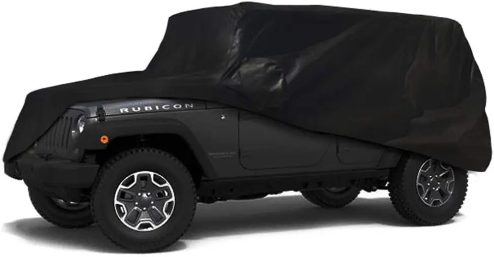 

Custom Fits 2004-2021 Unlimited JK JL 4 Door Sport Sahara Rubicon Moab SUV Black Car Cover