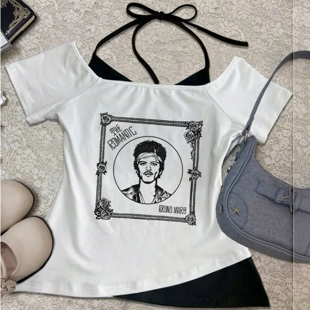 Bruno Mars cropped top female anime gothic cheap y2k vintage top tees cheap clearance sales alternative