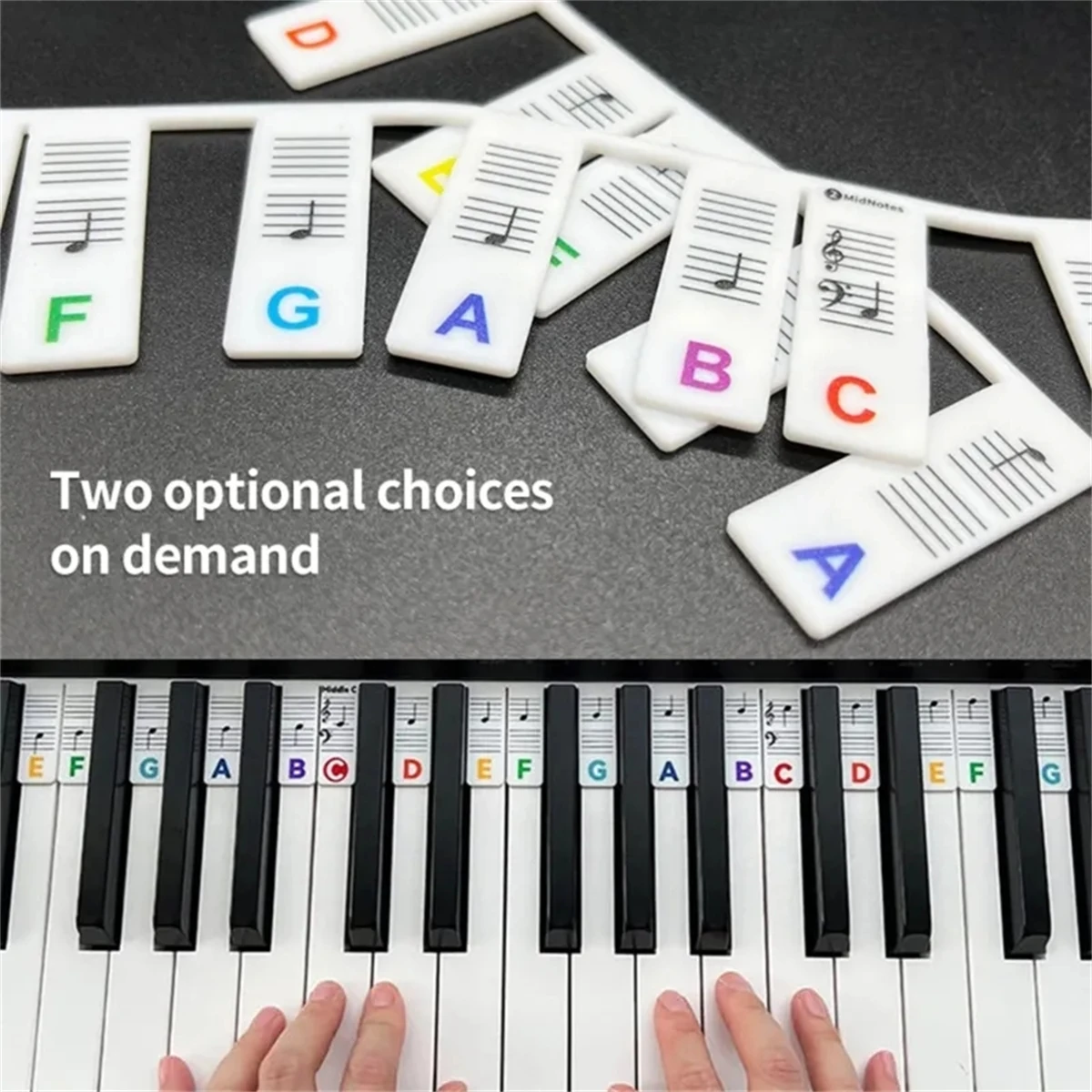 Piano Keyboard Stickers for 88/61 Key, Silicone Removable Piano Keyboard Note Labels for Learning Piano Beginner