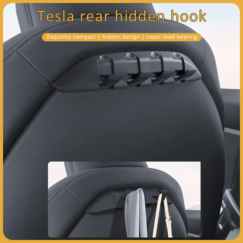 2023 For Tesla Model Y Rear Seat Back Hook 2pcs For Model 3 2024 ABS Seat Back Hanger Bag Hook 2022 Auto Interior Accessories