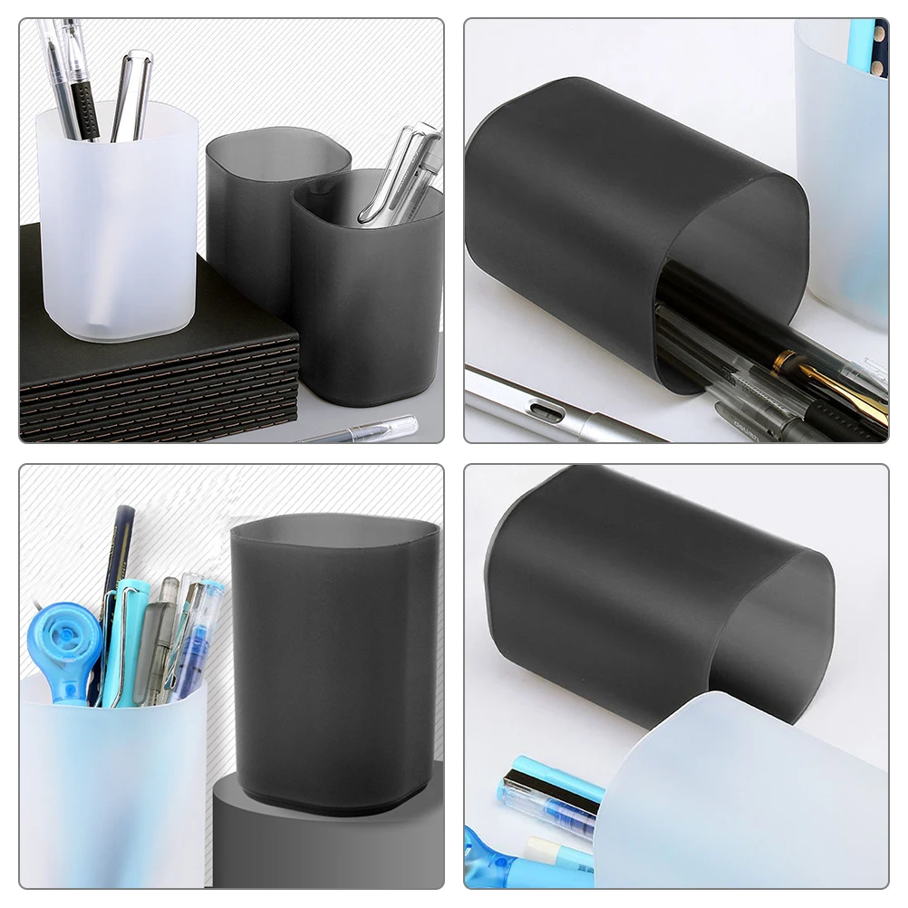 

2Pcs Plastic Pen Holder for Desk Pencil Organizer Stationery Container Makeup Brush Holder Desktop Storage Bucket Compact