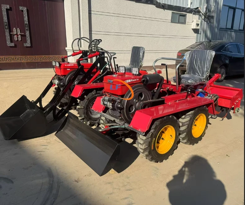 خزان رباعي العجلات 25/35 حصان عجلة ركوب الخيل محراث دوار حديقة جرار صغير