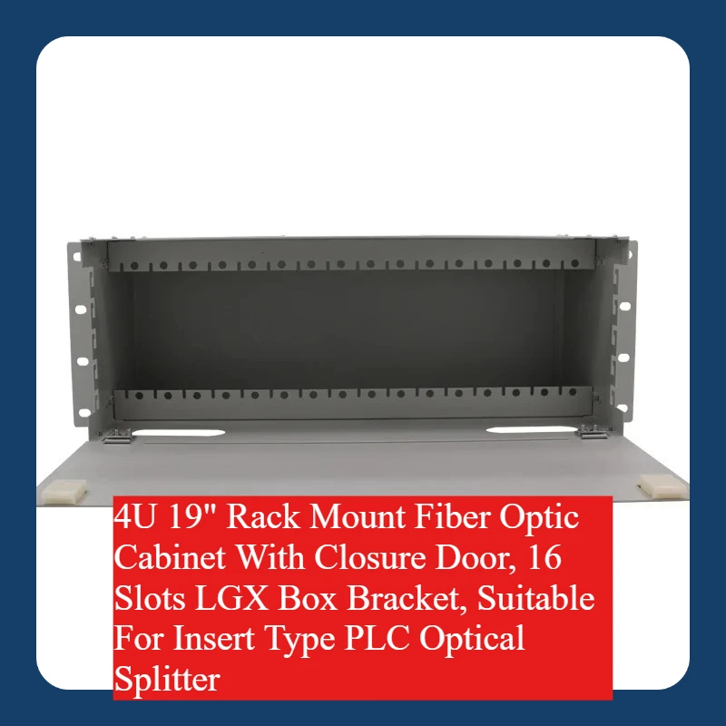 19 Inch 4U Fiber Patch Panel Rack Chassis With Door, 16 Slots Compatible with LGX Module, Insert PLC Optical Splitter