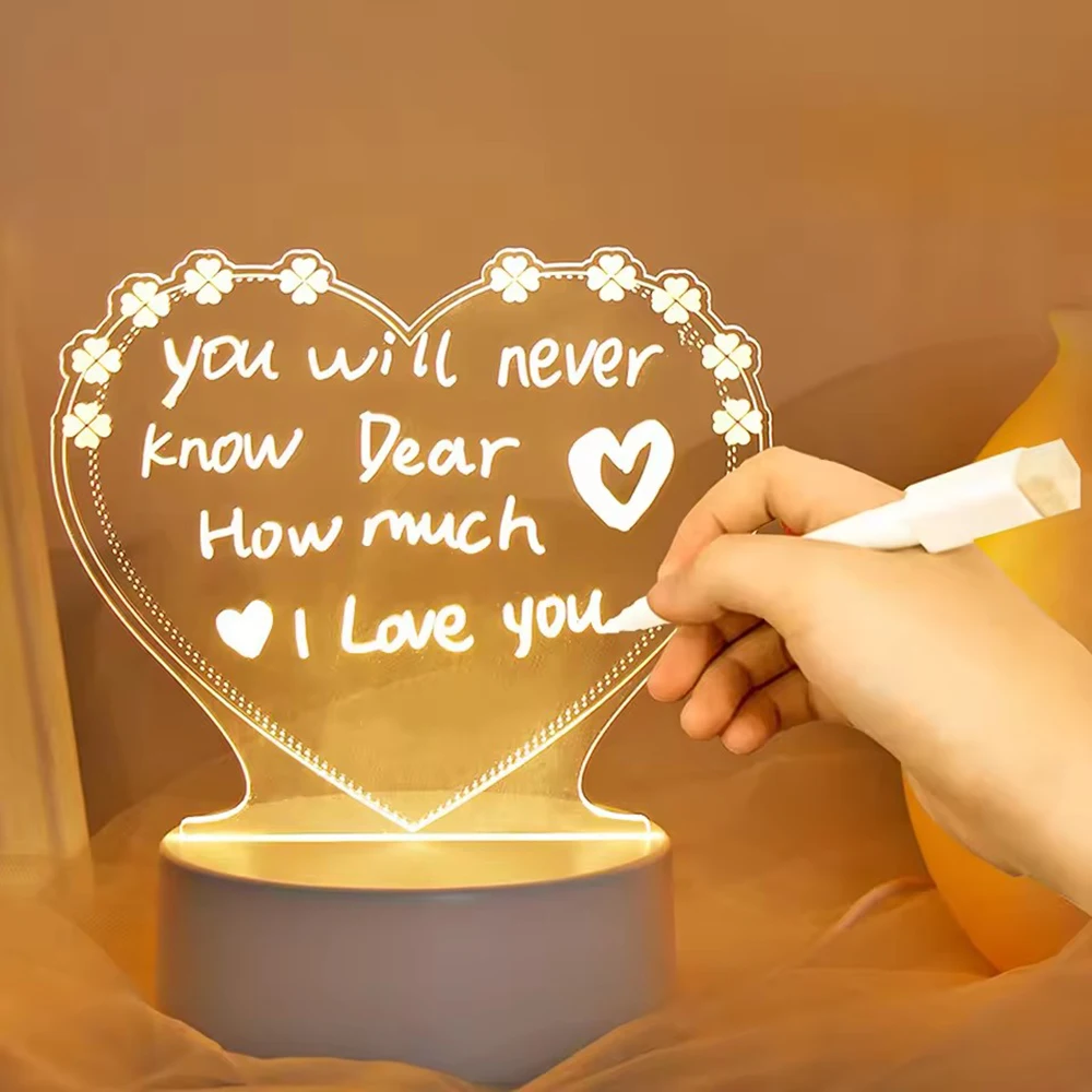 USB Rewritable Message Board Creative LED Note Board Night Light Warm Soft Light For Children Girlfriend Table Decor Night Lamp