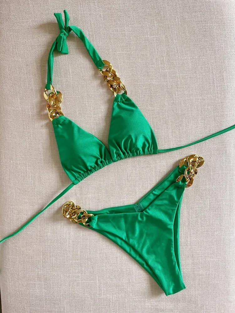 Nieuwe 2024 sexy driehoekige bikini voor dames - Braziliaanse bikiniset, 2-delig halterbadpak voor een glamoureuze look.