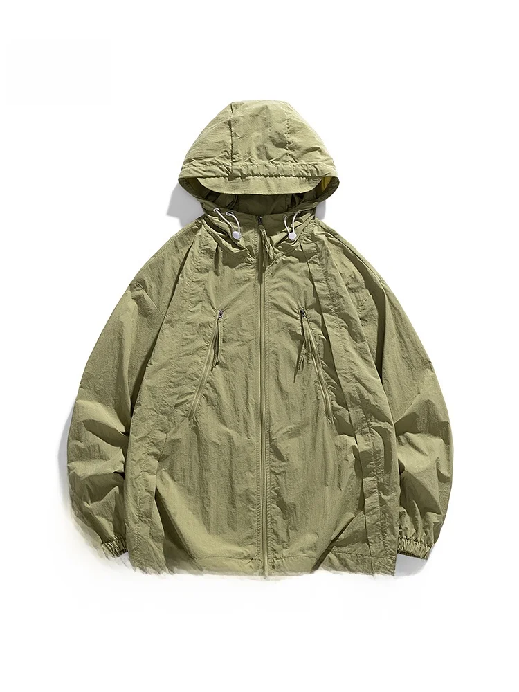 

Summer Lightweight Breathable Loose ex Outdoor UV Protection Sunscreen Clothing Nylon Long Sve Hooded Jaet for Men