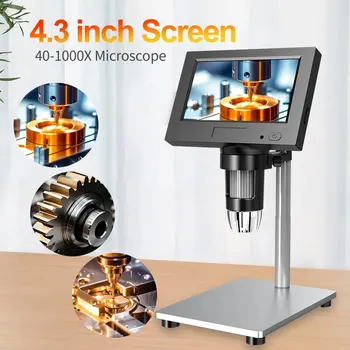 Coin Microscope 4.3 in 1080P 1000X Magnification Zoom Digital Microscope Camera with 8 LED for Children Adult Coin Bug Observation