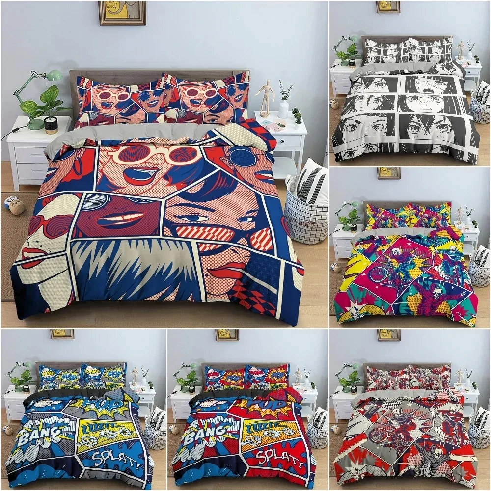 

Cartoon Pattern Bedding Set 3D Graffiti Printed Duvet Cover Set King Queen Twin Quilt Cover For Bedroom Luxury Bedclothes