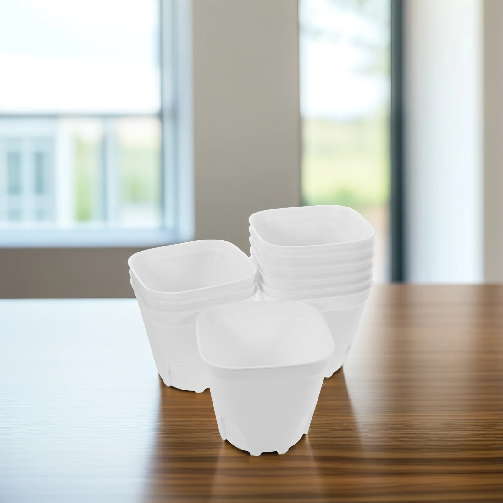 

10 Pcs Root Control and Breathable Square Basin Planter Pot Nursery Flower Pots Plastic Seedling