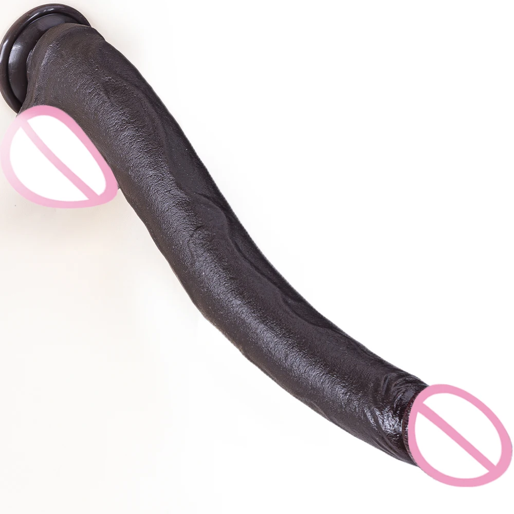 Realistic silicone 12.79" elongated dildo, extra-long design, with suction cup, for female masturbation and anal sex, adult toys