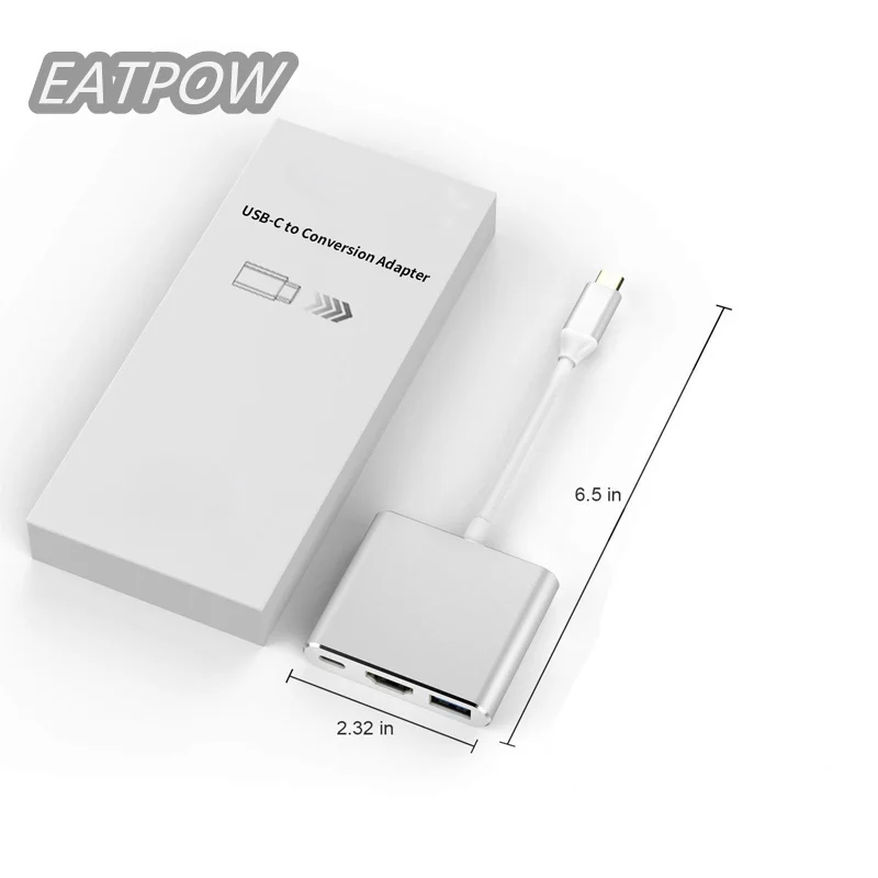 EATPOW Loại-C Đến USB3.0 Đa Cổng Dock Station Với Hd-Mi + Usb3.0 + Pd Cấp Nguồn Sạc loại C Sang Usb 3.0 Hub Cho Laptop