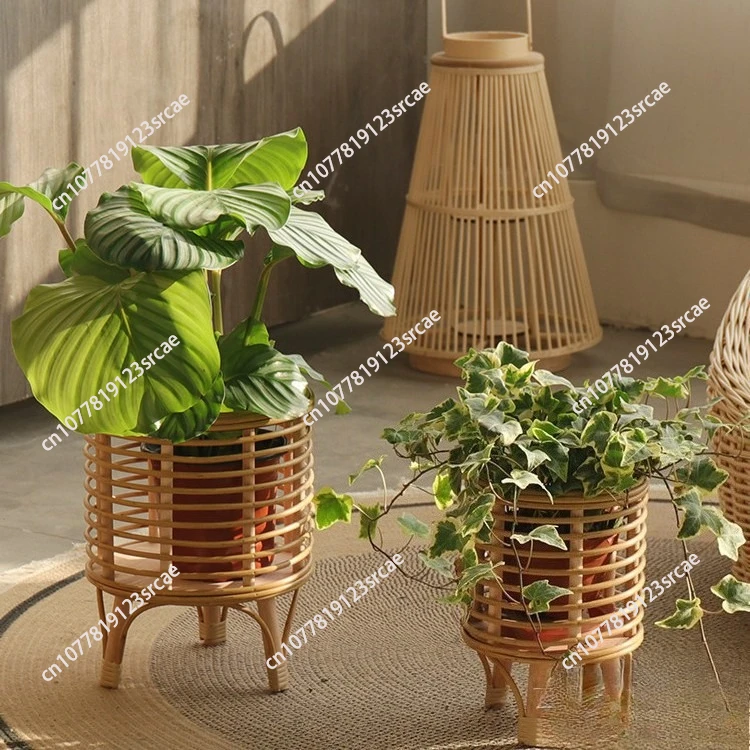

Напольная подставка для цветов, пластиковый плетеный цветочный горшок и корзина из ротанга, декоративное украшение для комнатных растений