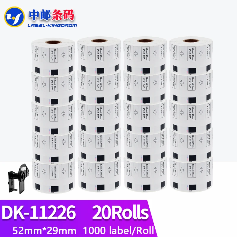 

20 Rolls Compatible DK-11226 Label 52*29mm 1000Pcs Die Cut Work for Brother Thermal Printer QL-700/800/810/820/1100/1110 DK-1226