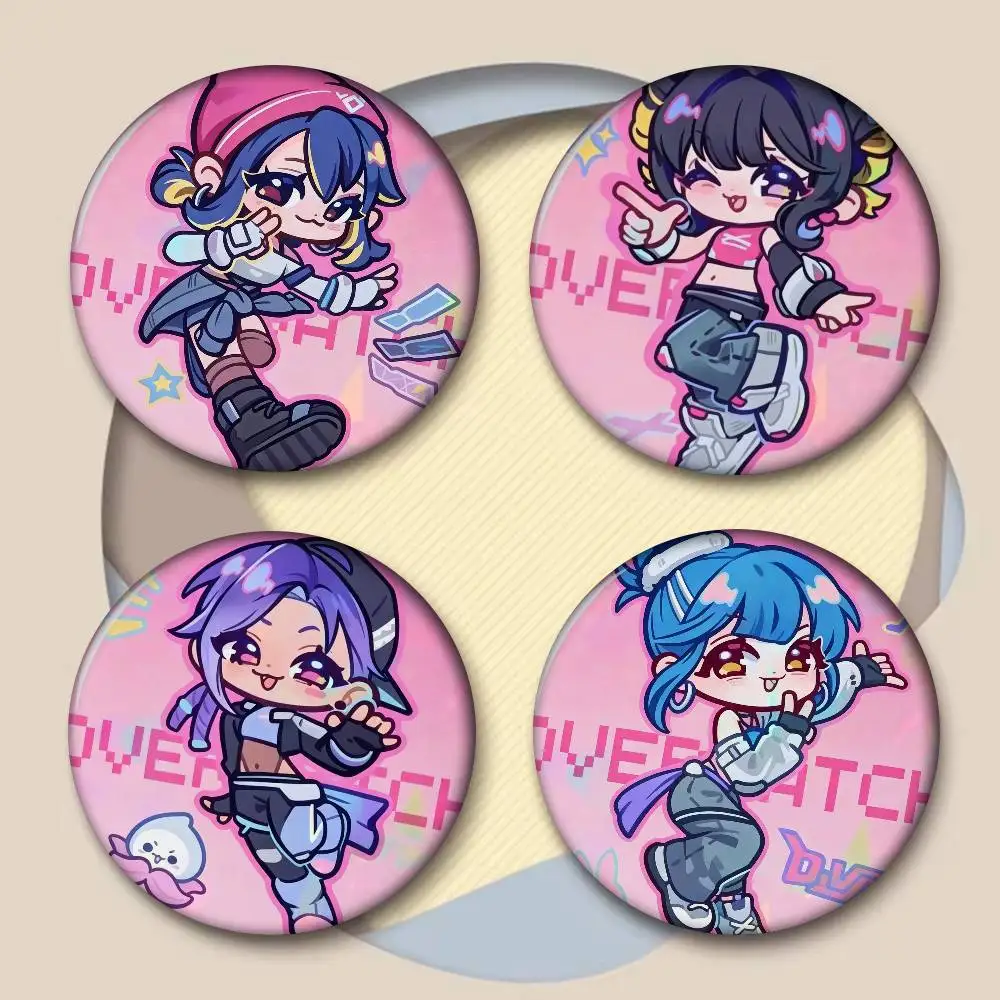 Pop Game O-Overwatch Round   Cartoon Brooches Anime Badge Round Handmade Brooch Lapel Pins Jewelry For Backpack Clothes Gifts