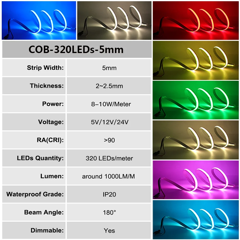 Luz de tira conduzida da espiga regulável com a fita conduzida flexível do interruptor 5v usb 320leds/m fob de alta densidade conduziu a iluminação