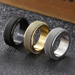 Trendy Waterproof Stainless Steel Metal Spinner Mesh Wedding Band Ring for Men Women Release Stress Gift Charm Jewelry Wholesale