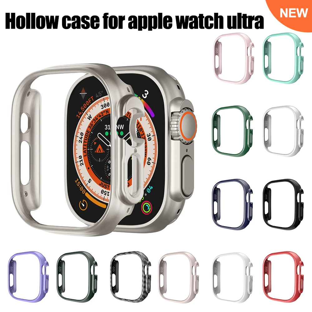 Hollow PC Case For Apple Watch Ultra 49mm Hard Bumper Iwatch Ultra Screen Protector Case Protective Cover for Iwatch 8 Pro 49mm