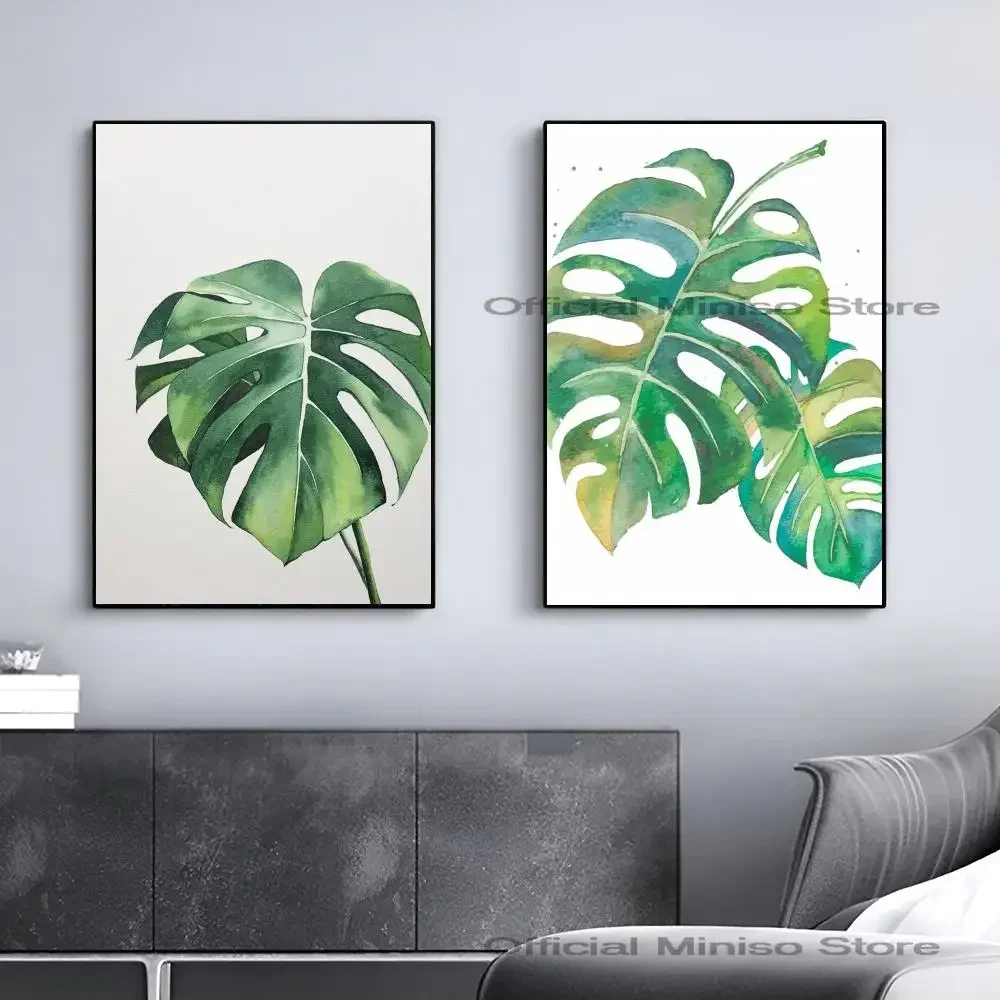 1 pz pianta verde Monstera Aloe foglia di palma Poster autoadesivo arte impermeabile carta adesiva Coffee House Bar Room Wall Decor