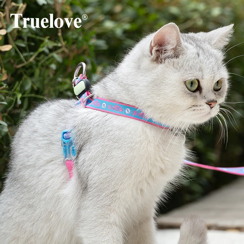 Truelove Pet Cat  Harness and Leash Set No Escape Proof Soft Waking Adjustable Vest Harness for Puppy Outdoor Breathable TLH3911