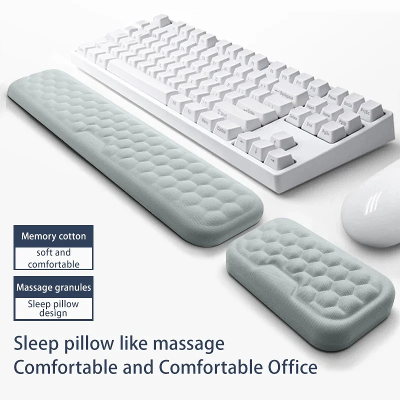 Alfombrilla de silicona para ratón de muñeca, teclado, reposamanos de mano, escritura de ordenador, almohadilla de muñeca relajante, almohadilla de mano suave de espuma viscoelástica ergonómica de Color sólido