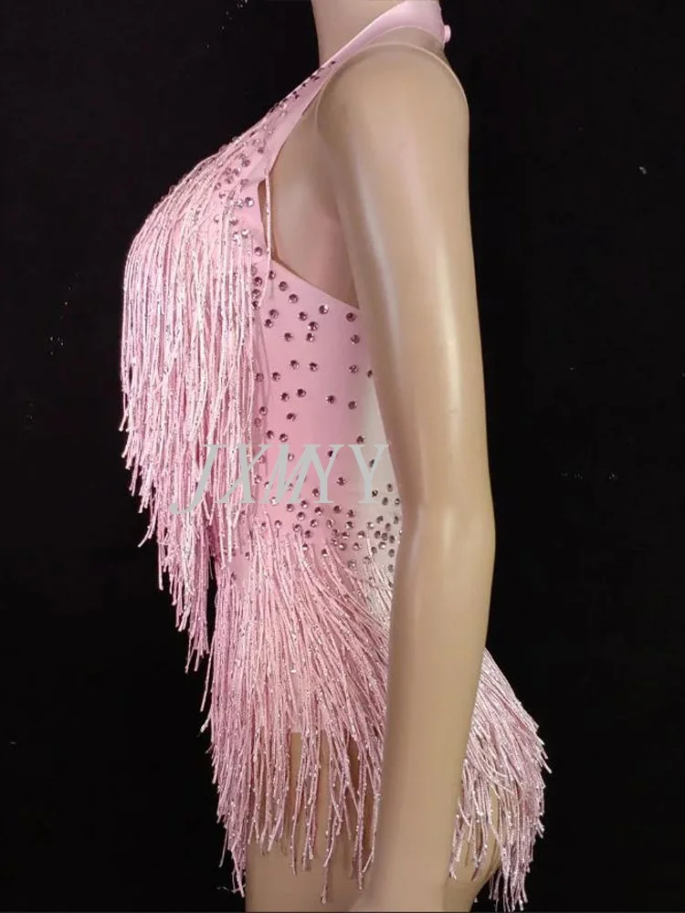 Sparkly Rhinestones Fringes Bodysuit for Women Nightclub Dance Outfit, Glisten Tassel, One-piece Stage Wear, Singer Sexy Leotard