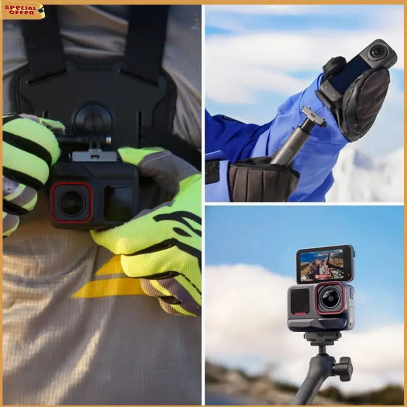 

A69Z For Insta360 X5 Magnetic Quick Release Base Bracket Adapter Riding Holder For X4 Acepro X3 Sports Cameras