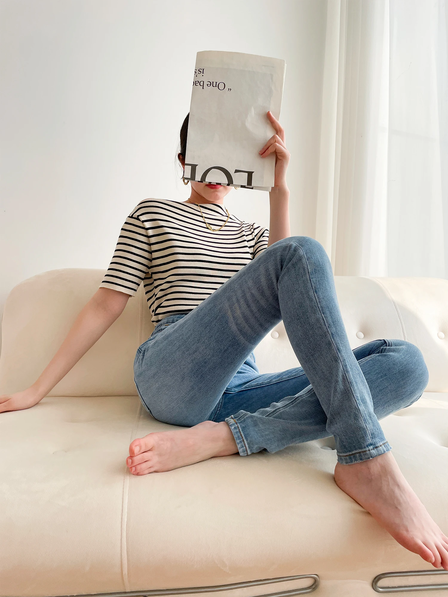 

Джинсы Nuyoah Luy Sister Super Long для высоких женщин, синие, из эластичного хлопкового денима, с высокой талией, облегающие