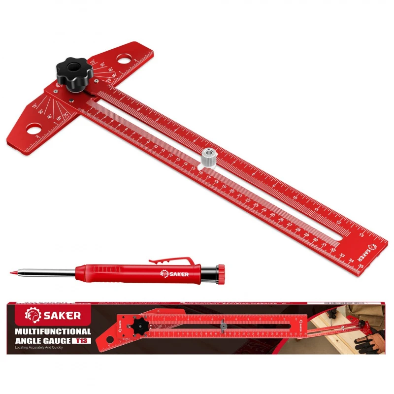 

Multifunctional woodworking marking ruler, adjustable aluminum alloy slidingTAngle adjustment scale line for assisting in drawin