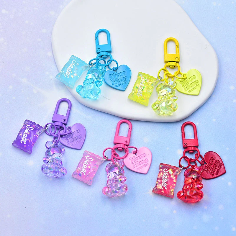 

Bling Heart Animal Candy Keychain Key Ring For Friend Lovers Cute Creative Bag Car Earphone Box Key Accessories