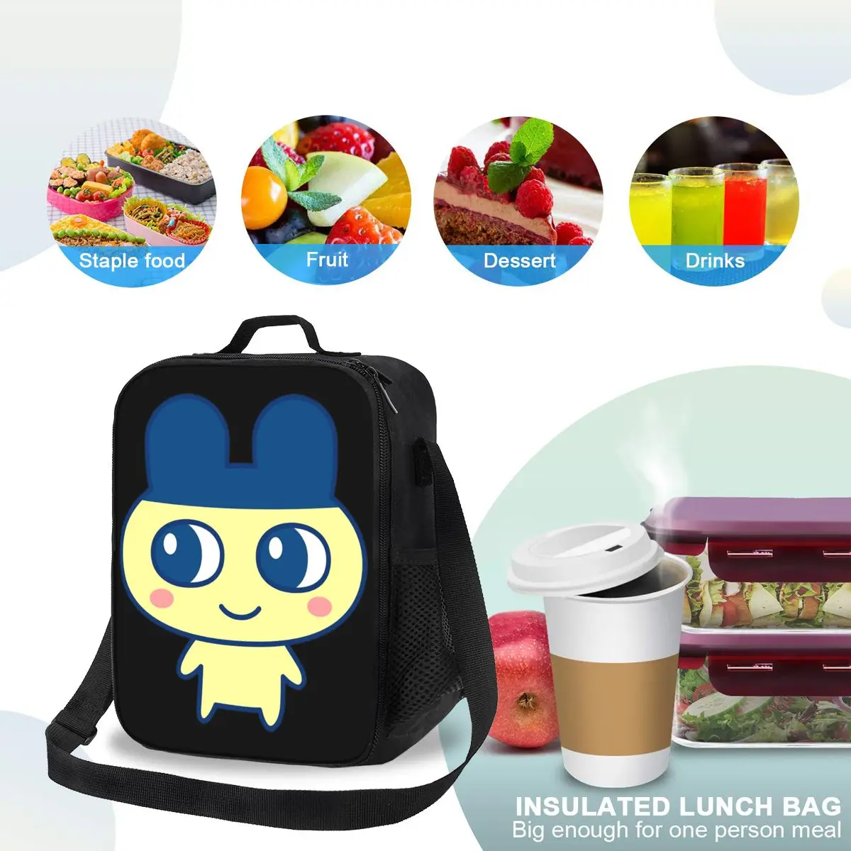 Tamagotchi Mametchi معزول حقيبة الغداء للمدرسة بينتو تخزين صناديق الطعام حاوية مانعة للتسرب برودة علب الاغذية الحرارية حمل #3