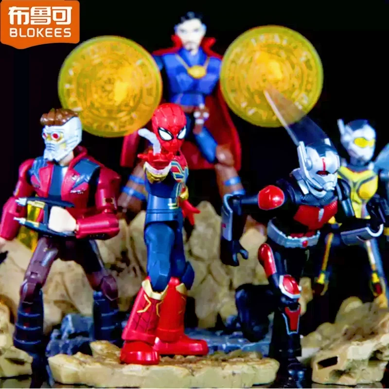 Blokees Marvel Superhero Assembly Kits Star Series الرجل الحديدي اللبنات MK50 الرجل العنكبوت نموذج أرقام ديكور الطاولة #6