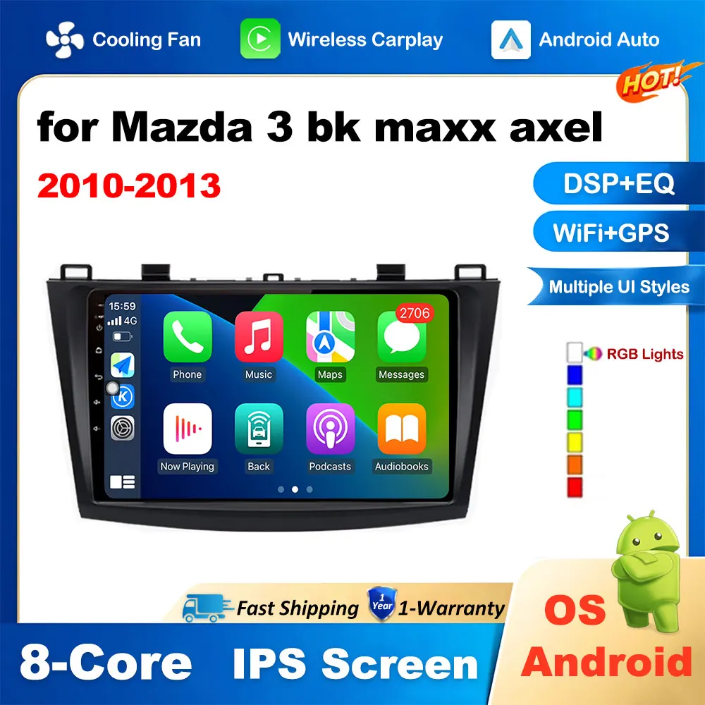 

Car Audio for Mazda 3 bk maxx axel 2010-2013 Android Auto Car Carplay Video Multimedia Player Radio GPS Navigation 4G LTE