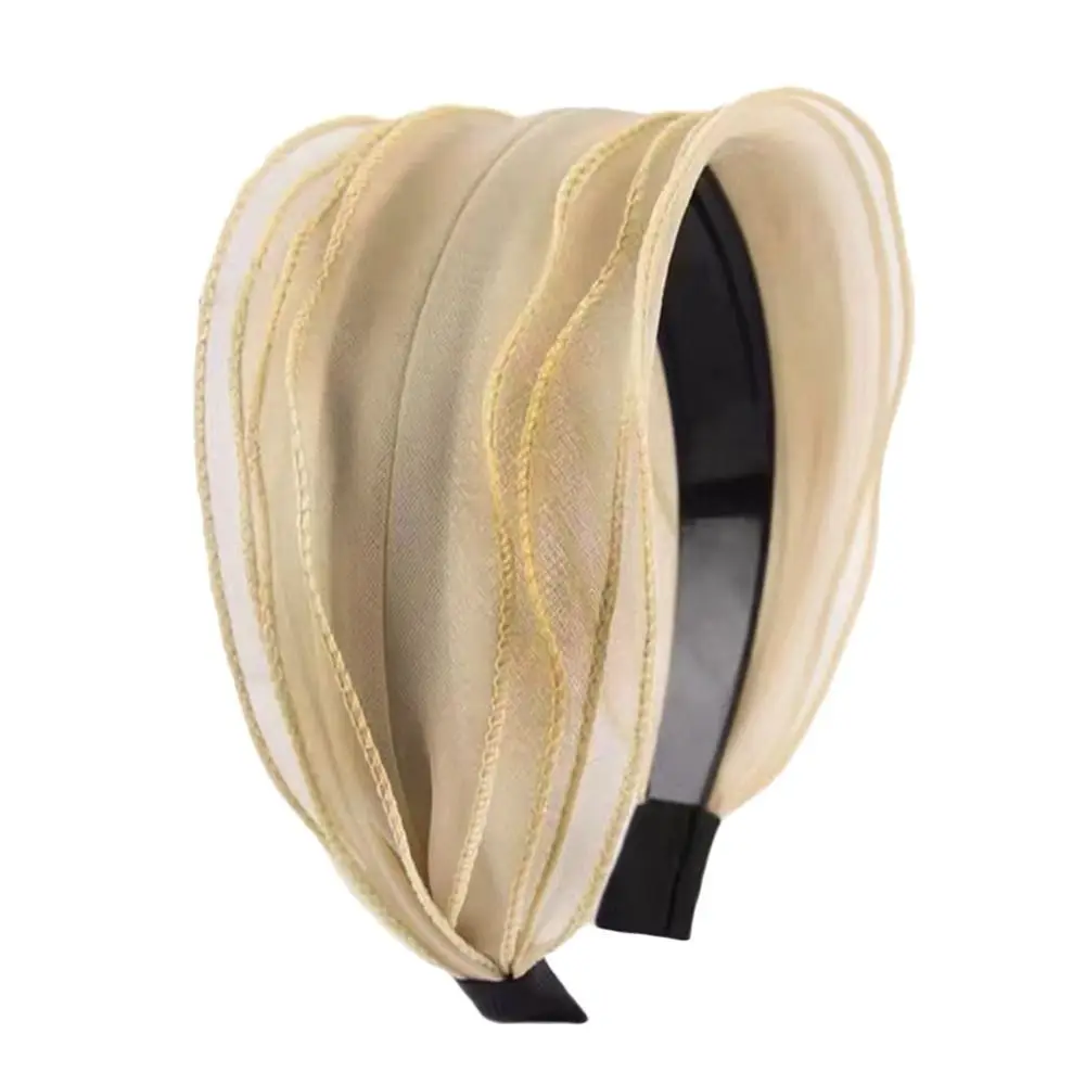 Fashion Wide Hair Hoop Non Slip Sweet Lace Hairbands Organza Yarn Elegant Hair Accessories for Women Girls - view 5