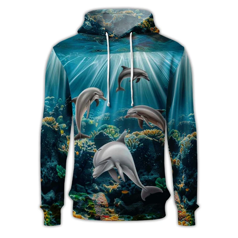 Hot Sale 3D Printed Dolphin Graphic Hoodies Casual Pullover Sweatshirts For Men Women Streetwear Female Hoodie Harajuku Hoody