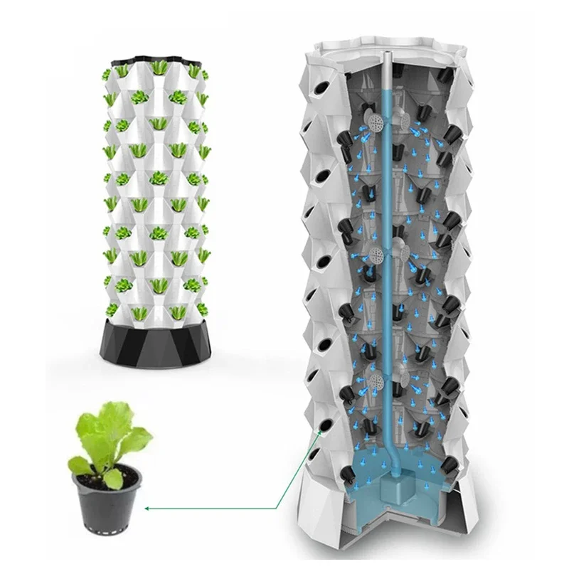 Vertical Hydroponics System Pineapple Tower Intelligent Planter Aeroponic  Garden Greenhouse With Full Spectrum LED