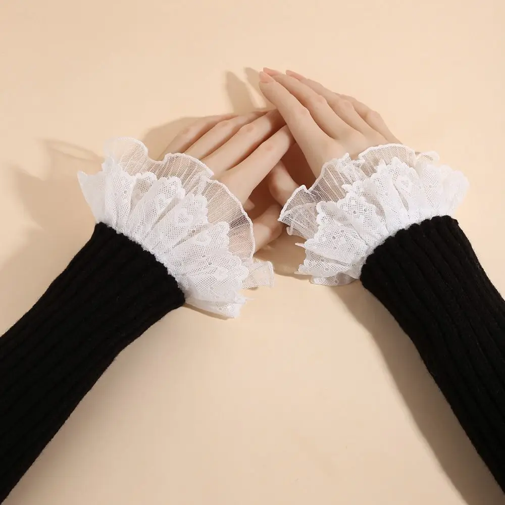 Elegant Lace Ruffled Wrist Fake Sleeves Cuffs Comfortable Soft Fake Cuff Costume Accessory Wrist Cuff Wedding