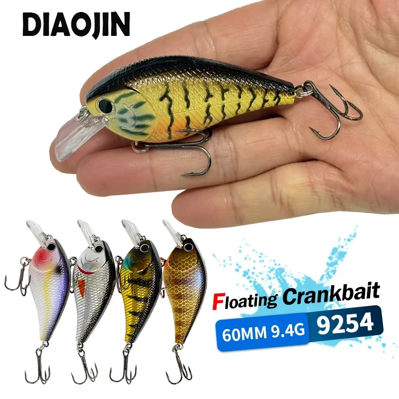 

Fishing Hard Crank Lure Floating 60mm 9.4g Squarebill Crankbait Rattle Sound Wobblers Medium Diving Swimbait For Bass Pike Trout