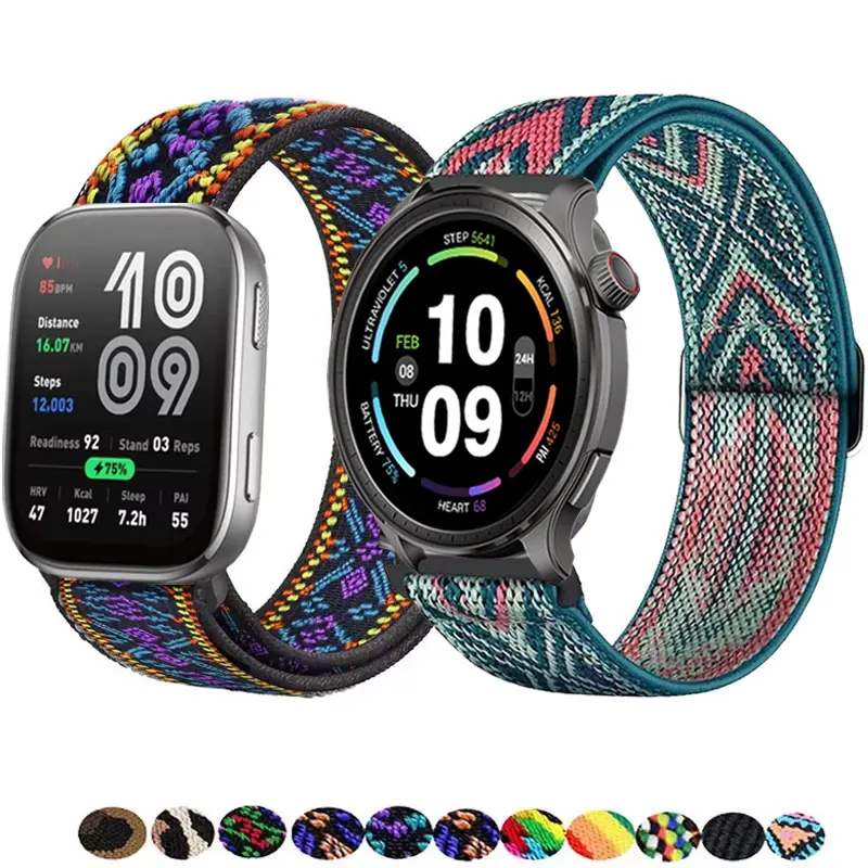 

22mm Adjustable Strap For Amazfit Bip 6 5 Quick Release Wristband For Amazfit BALANCE 2 1 Stretch Nylon Bracelet Accessories