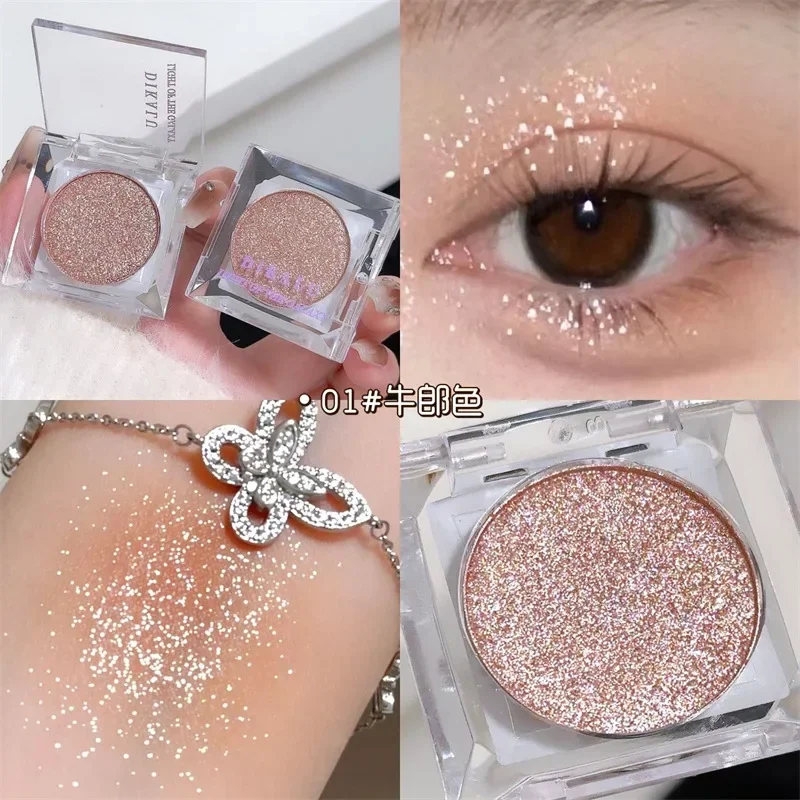 Nova paleta de iluminador monocromático branco brilhante lindo glitter sombra de longa duração perolado shimmer iluminar bronzers