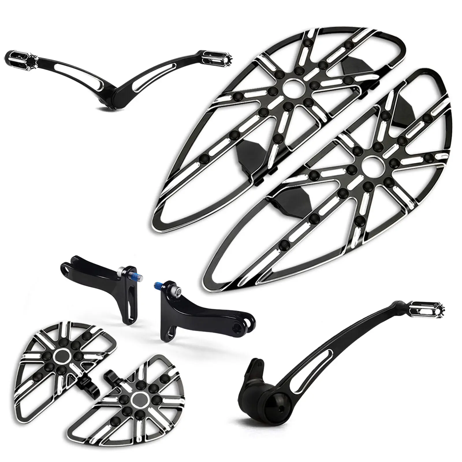 CNC Billet Edge Cut Floorboard Kit Brake Arm & Shifter Lever for  Touring 2008-2024 FLHX FLTR FLHR Footboard Set