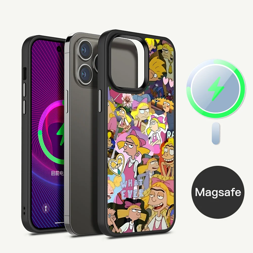 Hey A-Arnoldes-H-Helga Cute Phone Case Magnetic Case For iPhone16 14 13 12 11 15 Pro Max Plus For Magsafe Wireless Charge Cover image 3