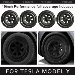 4PCS Hub Cap 19-Inch Performance Replacement for Tesla Model Y Wheel Cap Automobile Hubcap Full Rim Cover Accessories 2019-2024