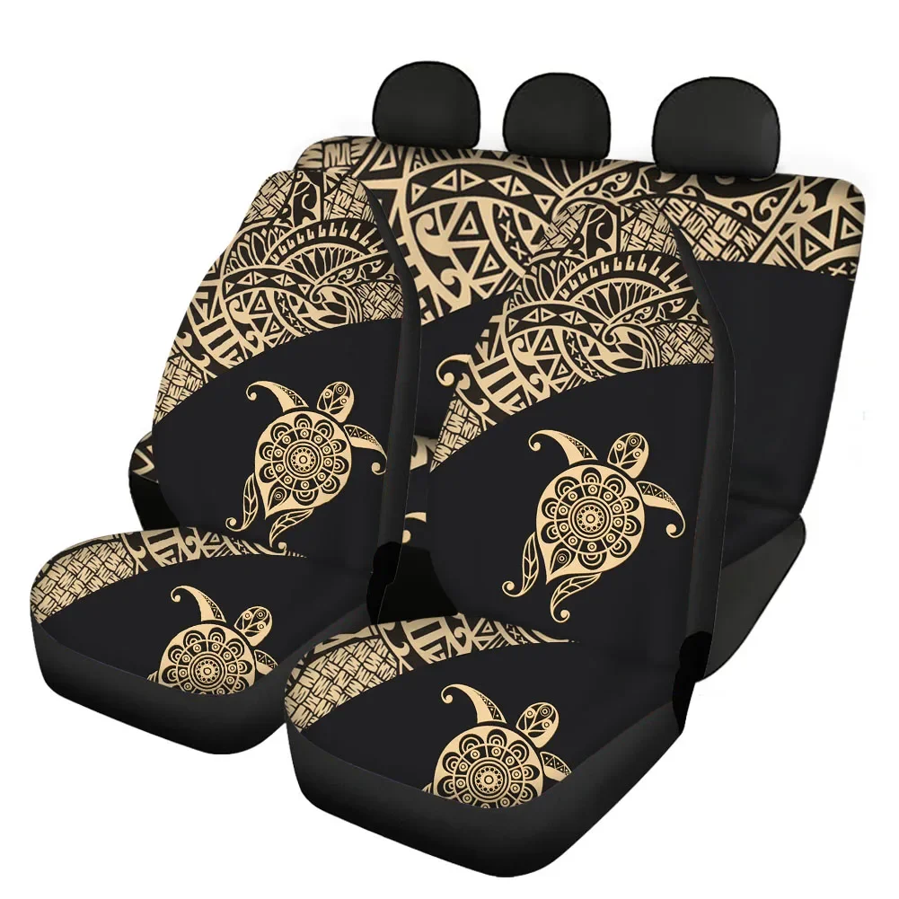 Automotive Seat Cover Polynesian Turtle Design Slip-Resistant Comfortable Front/Back Car Interior Seats Protector