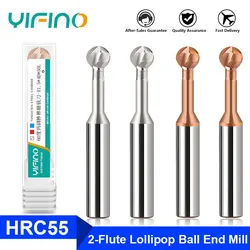 YIFINO HRC55 Lollipop Ball End Milling Cutter Tungsten Steel Carbide Nano Coating Arch End Mill For CNC Center Endmills Tools