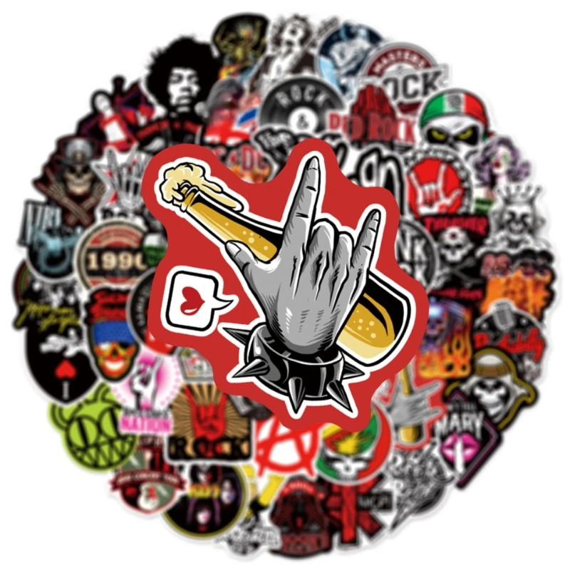 10/50/100pcs Classic Rock Music Graffiti Stickers Guitar Band Decals for DIY Decor Phone Laptop Skateboard Travel Luggage Helmet