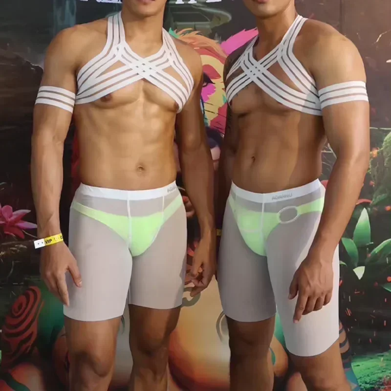 男性アイスシルク透明ボクサー 0.01 超薄型生地シースルーパンツシームレス下着ボクサーパンツ